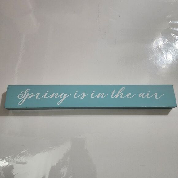 Light Blue Spring Is In the Air 18" Painted Wooden Block Decor - Picture 3 of 12